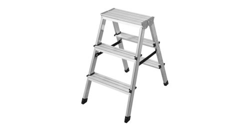 Létra, két oldalt járható, alu, 2 x 3 fokos