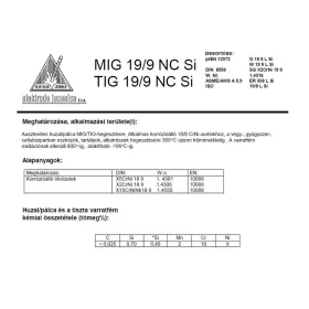 Hegesztő huzal MIG 19/9 NC SI 1.0/5kg
