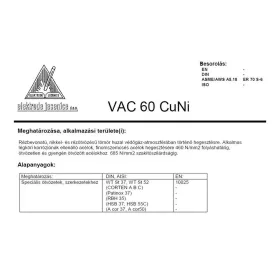 Hegesztő huzal VAC 60 CUNI 1.0/15 kg