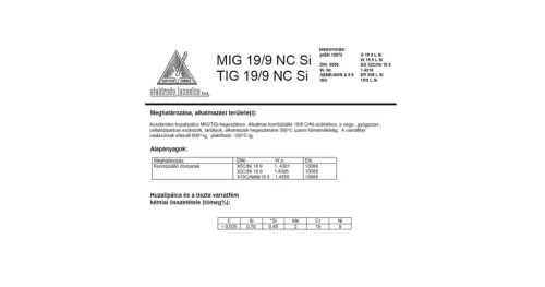 Lángpálca TIG 19/9 NC SI 2.0/1000