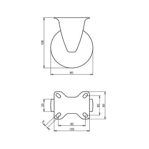 Kerék fix talpas fém felnis 80 59320
