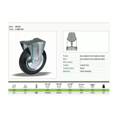 Kerék fix talpas fém felnis 80 59320