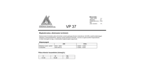 Lángpálca VP 37 3/1000 bevonatos