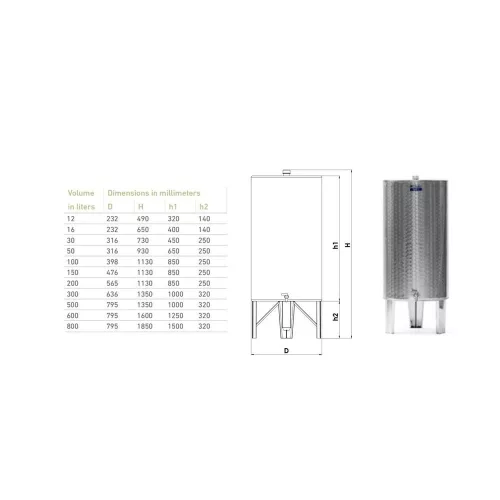 Pálinkatartály inox 100 L Zottel