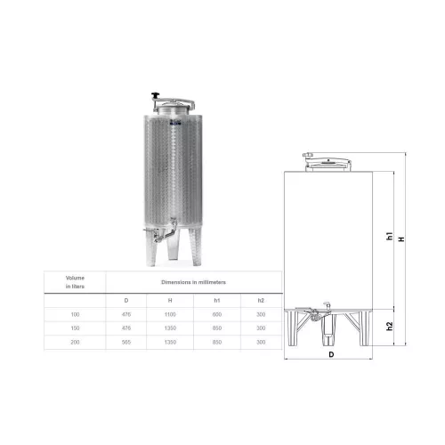 Olajtartály inox 200L Zottel