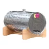 Pálinkatartály fekvő 45L inox, fa állványon Panka