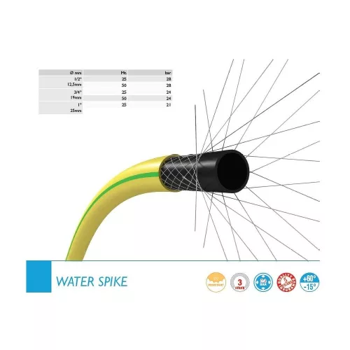 Spike szövetbetétes locsolótömlő 1/2" 50fm sárga