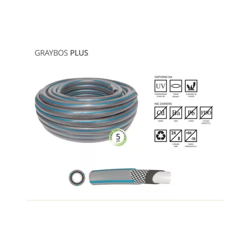 Graybos Plus szövetbetétes locsolótömlő 3/4" 50fm szürke