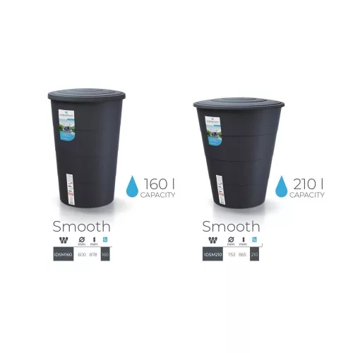 Esővízgyűjtő tartály csappal 210L SMOOTH antracit