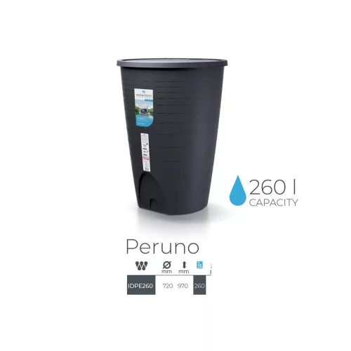 Esővízgyűjtő tartály csappal 260L PERUNO antracit