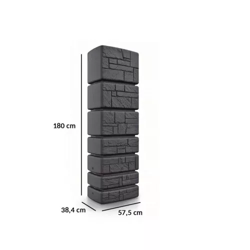 Esővízgyűjtő tartály csappal 350L TOWER STONE antracit