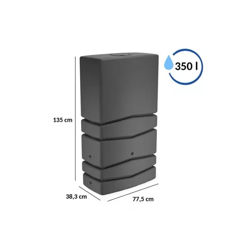Esővízgyűjtő tartály csappal 350L AQUA TOWER antracit