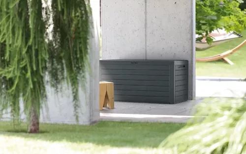 Kerti tároló láda műanyag Woodbox 280L antracit