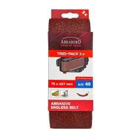 Csiszolószalag 75 x 457 mm K40 TRIO-PACK ABRABORO