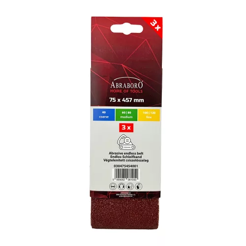 Csiszolószalag 75 x 457 mm K40 TRIO-PACK ABRABORO