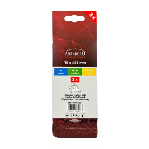 Csiszolószalag 75 x 457 mm K60 TRIO-PACK ABRABORO