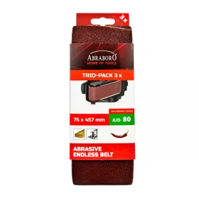Csiszolószalag 75 x 457 mm K80 TRIO-PACK ABRABORO
