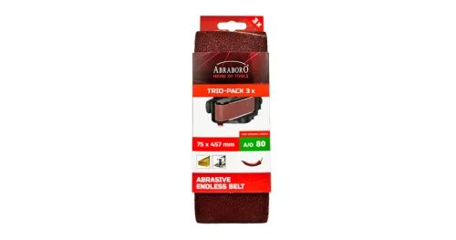 Csiszolószalag 75 x 457 mm K80 TRIO-PACK ABRABORO