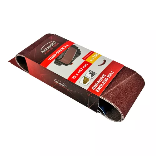 Csiszolószalag 75 x 457 mm K100 TRIO-PACK ABRABORO