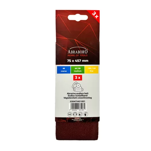 Csiszolószalag 75 x 457 mm K100 TRIO-PACK ABRABORO