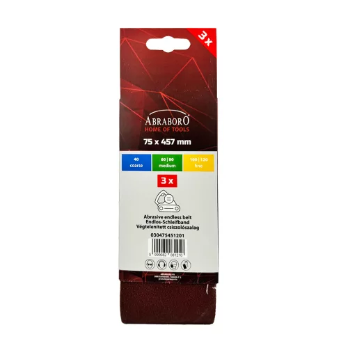 Csiszolószalag 75 x 457 mm K120 TRIO-PACK ABRABORO