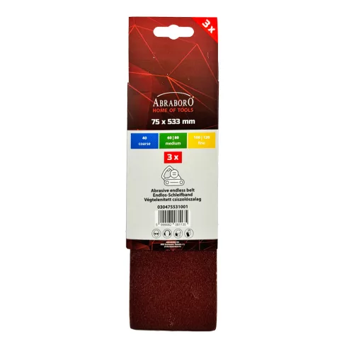 Csiszolószalag 75 x 533 mm K100 TRIO-PACK ABRABORO