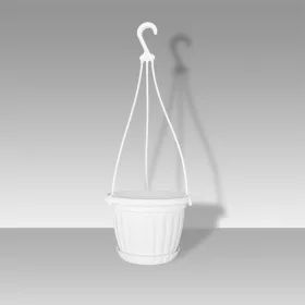 Akasztós kaspó, fehér, 20 cm