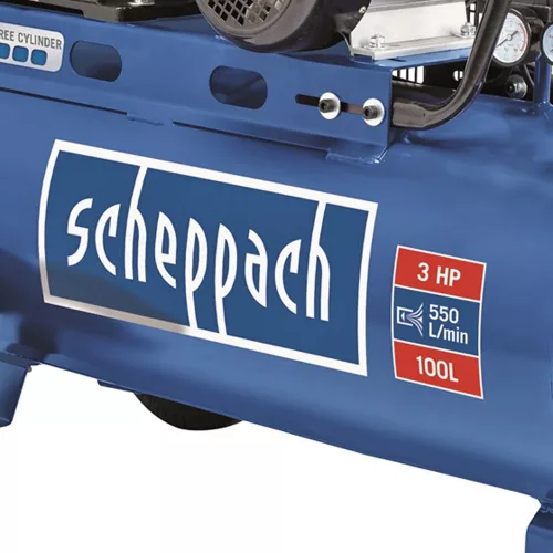 Kompresszor Scheppach HC 550 tc - olajkenésű háromhengeres ékszíjas kompresszor 100 l