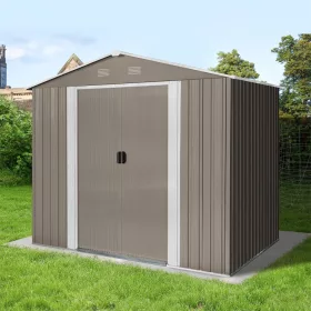   Fém kerti tároló 2,4 x 1,7 m nyeregtetővel (barna) Riwall PRO RMSA 6x8 Brown