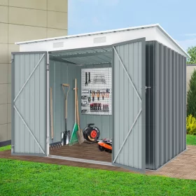   Fém kerti tároló 2,4 x 1,8 m lapostetővel (antracit) Riwall PRO RMSP 6x8 antracit