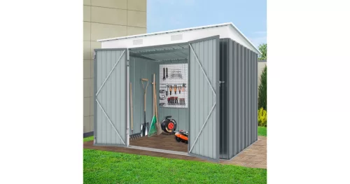 Fém kerti tároló 2,4 x 1,8 m lapostetővel (antracit) Riwall PRO RMSP 6x8 antracit