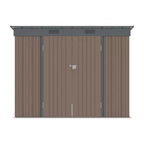 Fém kerti tároló 2,4 x 1,8 m lapostetővel (barna) Riwall PRO RMSP 6x8 brown