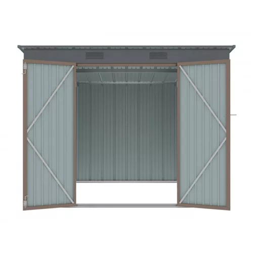 Fém kerti tároló 2,4 x 1,8 m lapostetővel (barna) Riwall PRO RMSP 6x8 brown