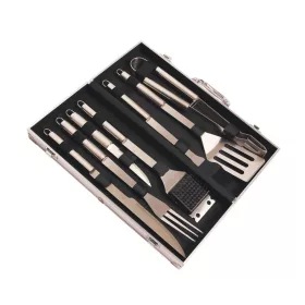   7 részes rozsdamentes acél grilleszköz készlet kofferben Riwall PRO RBBQ 7S SET
