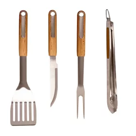   4 részes prémium rozsdamentes acél grilleszköz készlet Riwall PRO RBBQ 4W SET