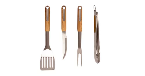 4 részes prémium rozsdamentes acél grilleszköz készlet Riwall PRO RBBQ 4W SET
