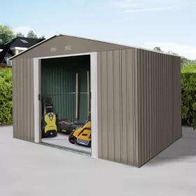   Fém kerti tároló 3 x 2,4 m nyeregtetővel (barna) Riwall PRO RMSA 8x10 brown