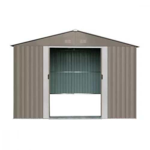 Fém kerti tároló 3 x 2,4 m nyeregtetővel (barna) Riwall PRO RMSA 8x10 brown