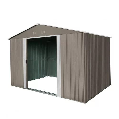 Fém kerti tároló 3 x 2,4 m nyeregtetővel (barna) Riwall PRO RMSA 8x10 brown