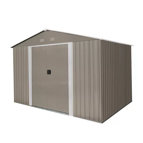 Fém kerti tároló 3 x 2,4 m nyeregtetővel (barna) Riwall PRO RMSA 8x10 brown