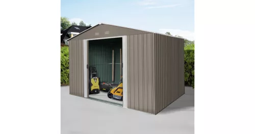 Fém kerti tároló 3 x 2,4 m nyeregtetővel (barna) Riwall PRO RMSA 8x10 brown