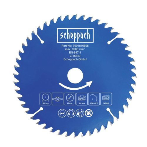 Körfűrészlap átmérő 165/20 mm, 48 fog Scheppach