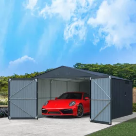   Fém garázs 3,86 x 6 m nyeregtetővel (antracit) Riwall PRO RMCG 20x13 Anthracite