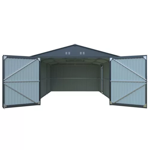 Fém garázs 3,86 x 6 m nyeregtetővel (antracit) Riwall PRO RMCG 20x13 Anthracite