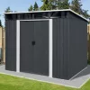 Fém kerti tároló 2,4 x 2,8 m lapostetővel (antracit) Riwall PRO RMSP 9x8 antracit LUX