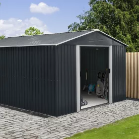   Fém kerti tároló 3 x 3,7 m nyeregtetővel (antracit) Riwall PRO RMSA 12x10 Anthracite