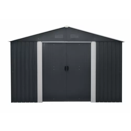 Fém kerti tároló 3 x 3,7 m nyeregtetővel (antracit) Riwall PRO RMSA 12x10 Anthracite
