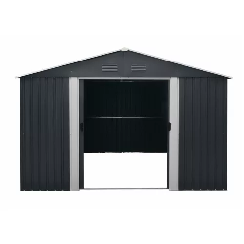 Fém kerti tároló 3 x 3,7 m nyeregtetővel (antracit) Riwall PRO RMSA 12x10 Anthracite