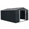 Fém kerti tároló 3 x 3,7 m nyeregtetővel (antracit) Riwall PRO RMSA 12x10 Anthracite