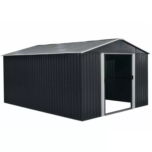 Fém kerti tároló 3 x 3,7 m nyeregtetővel (antracit) Riwall PRO RMSA 12x10 Anthracite